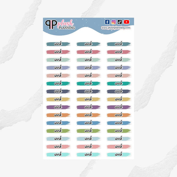 Work Watercolor Swatches Planner Stickers, EC Colors