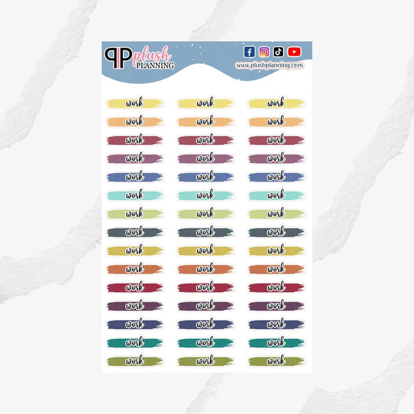 Work Watercolor Swatches Planner Stickers, Makselife Colors