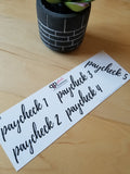 Paycheck 1 - 5 Script Stickers in Black Font Colors, Budgeting Planner