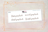 Neutral and Black Stickers Font Colors Budgeting First, Second, Third, Fourth, Paycheck Scripts Planner