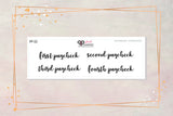 Neutral and Black Stickers Font Colors Budgeting First, Second, Third, Fourth, Paycheck Scripts Planner