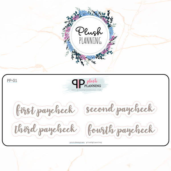 Neutral and Black Stickers Font Colors Budgeting First, Second, Third, Fourth, Paycheck Scripts Planner