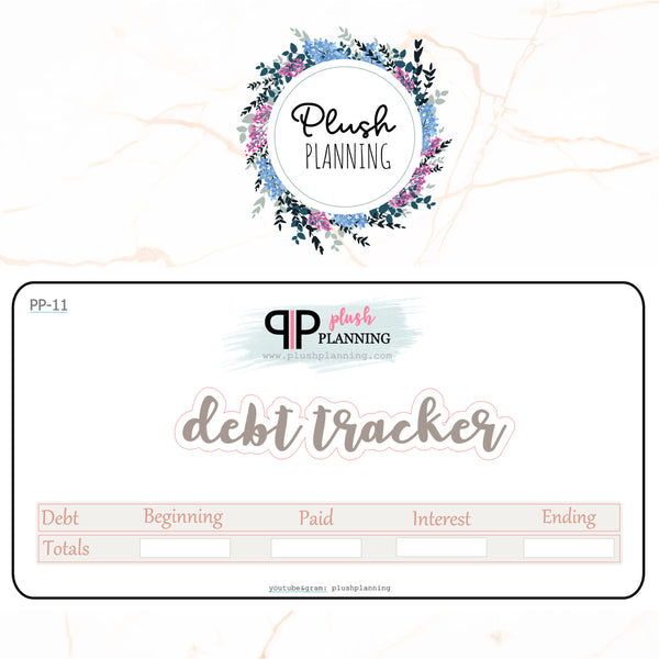 Debt Tracker Stickers 7x9 or 8.5x11 Deluxe Erin Condren Planner Budget Planner