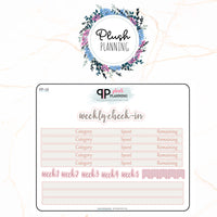 7x9 Planner Size Weekly Check-In Budget Stickers with Washi Stickers