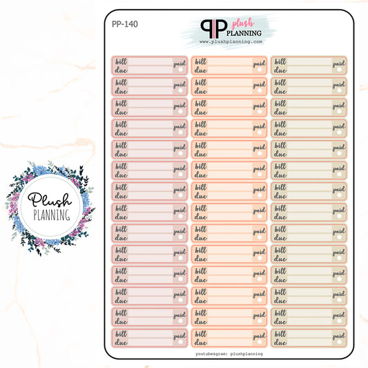 BILL Due Planner Stickers