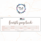 8.5x11 Planner Size Paycheck First Second Third Fourth Budget Stickers