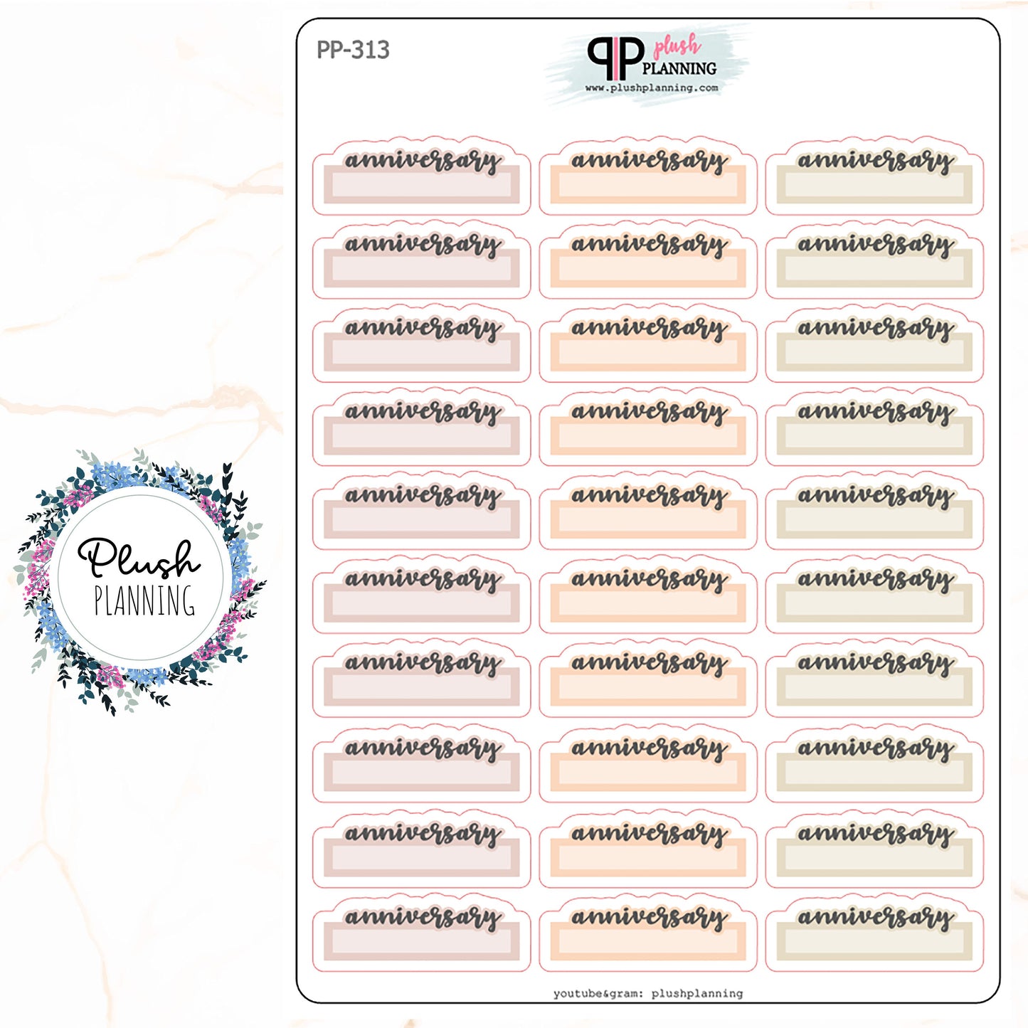 ANNIVERSARY SCRIPT BOX Planner Stickers