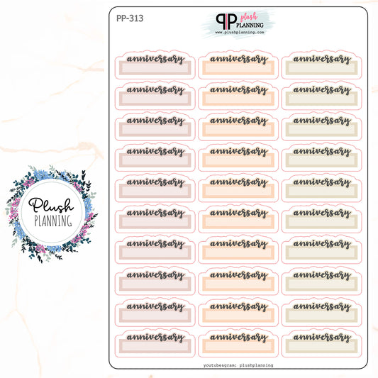 ANNIVERSARY SCRIPT BOX Planner Stickers