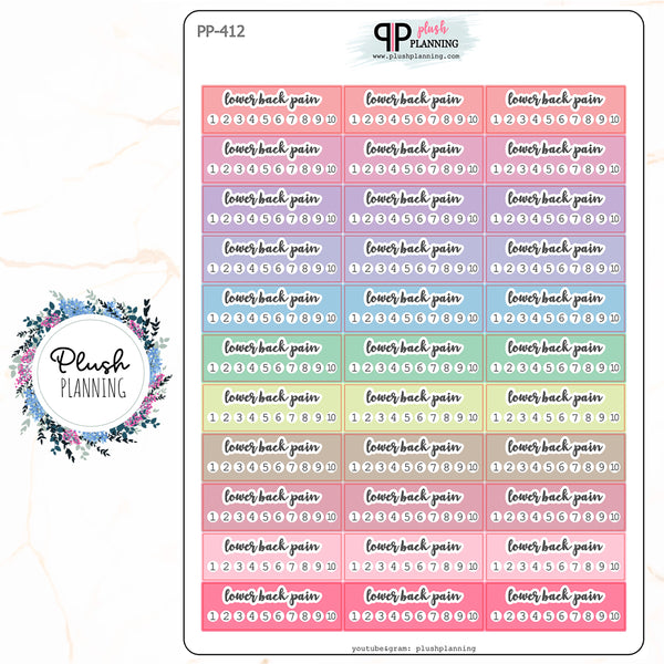 LOWER BACK PAIN Tracker, Pain Scale Level