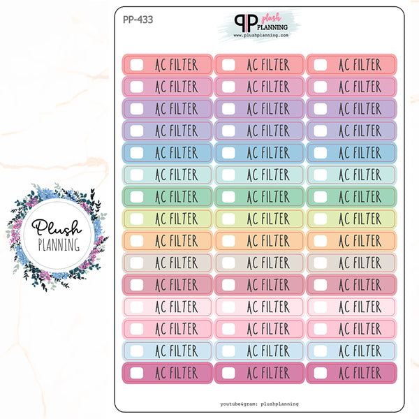 AC FILTER Checklist Planner Stickers, Mix colors