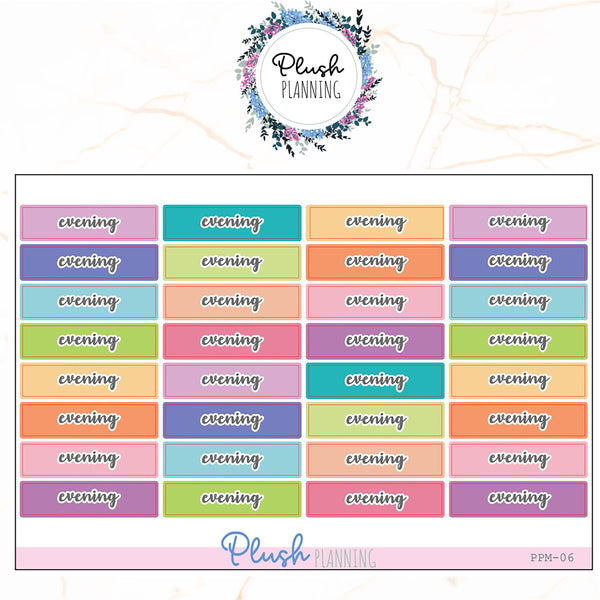 EVENING Header SCRIPT Planner Stickers