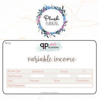 Variable Income Stickers 7x9 or 8.5x11 Deluxe Erin Condren Planner