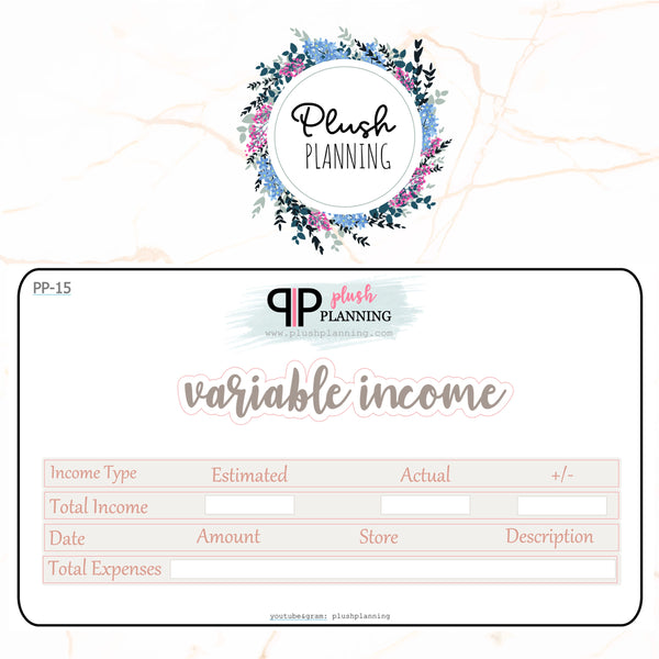 Variable Income Stickers 7x9 or 8.5x11 Deluxe Erin Condren Planner