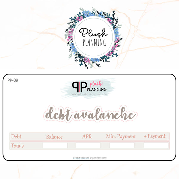 Debt Avalanche Stickers 7x9 or 8.5x11 Deluxe Erin Condren Planner Budget Planner