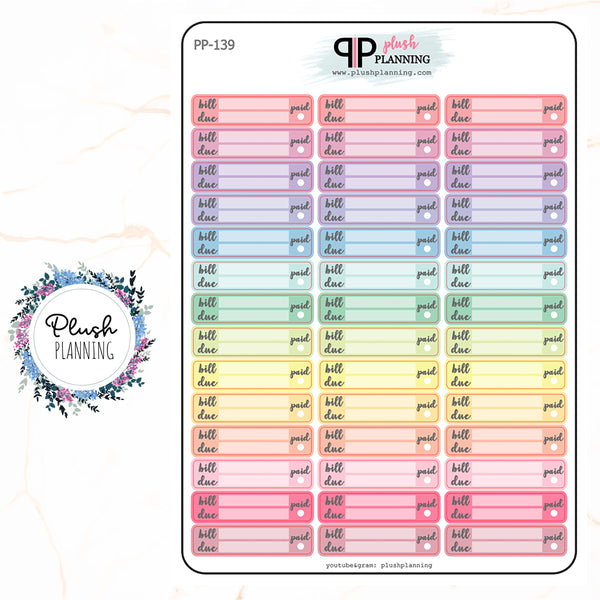 BILL Due Planner Stickers