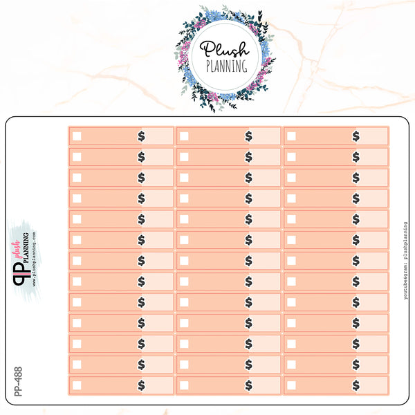 PEACH - EXPENSE TRACKER with Dollar Sign Planner Stickers