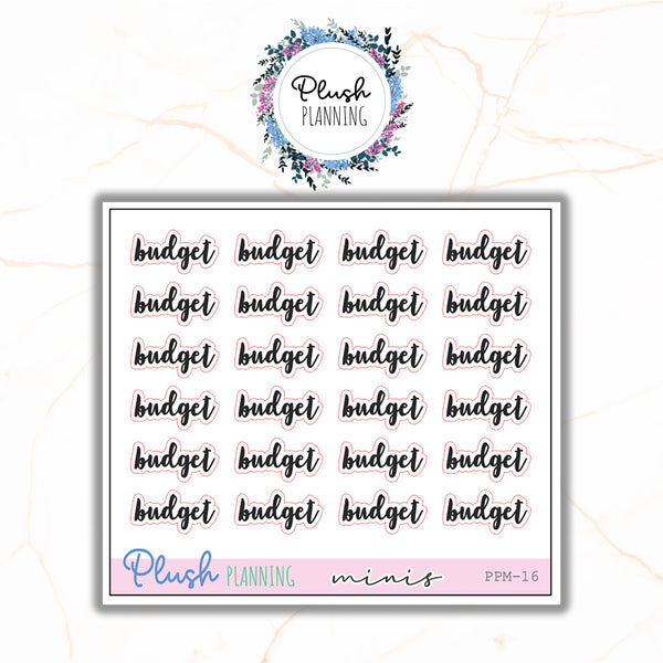 Budget Scripts Planner Stickers, Plush Planning Minis Collection