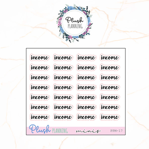 INCOME SCRIPTS Planner Stickers, Minis Collection