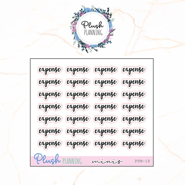 Expense SCRIPTS Planner Stickers, Plush Planning Minis Collection