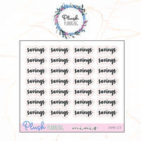 SAVINGS SCRIPTS Planner Stickers, Minis Collection