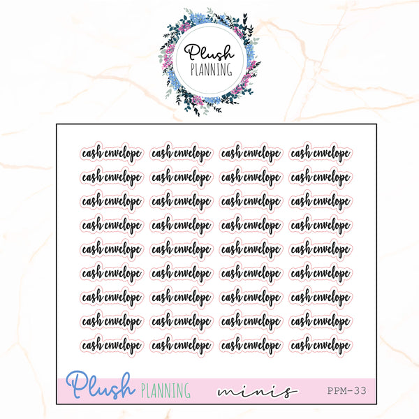 Cash Envelope Scripts Planner Stickers, Minis Collection