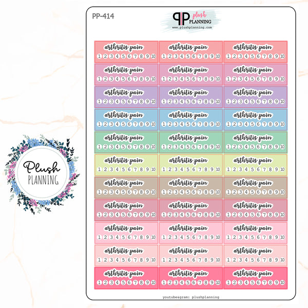 Arthritis Pain Scale Tracker Planner Stickers, Pain Scale Level