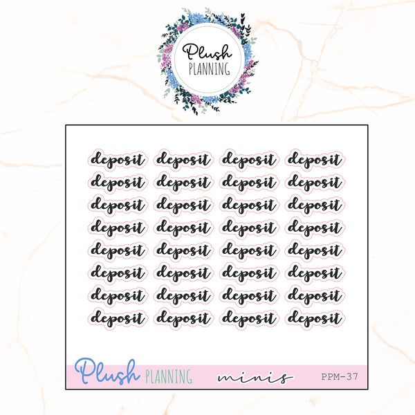 DEPOSIT SCRIPTS Planner Stickers, Minis Collection