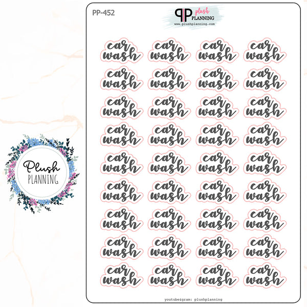 CAR WASH SCRIPT Planner Stickers, Plush Planning