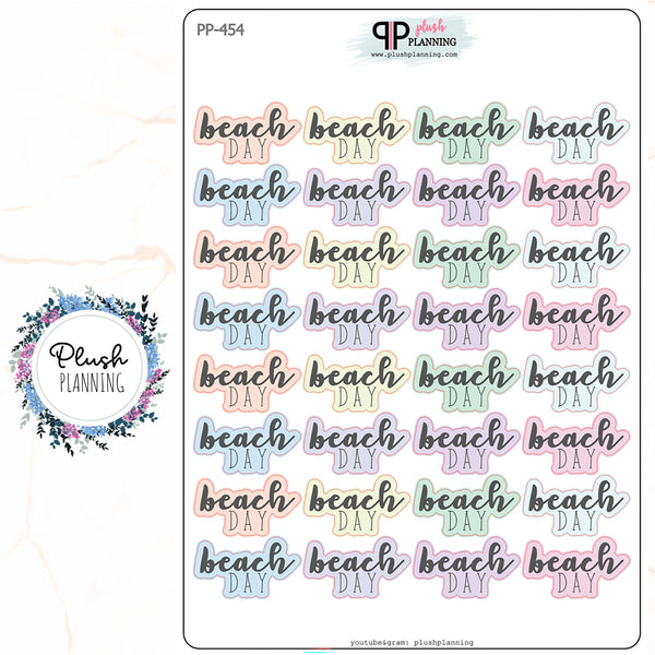 Beach Day Script Planner Stickers