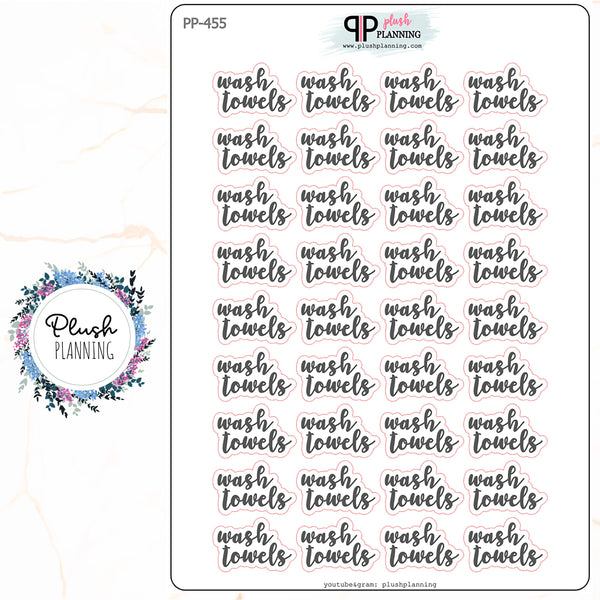 WASH TOWELS SCRIPT Planner Stickers