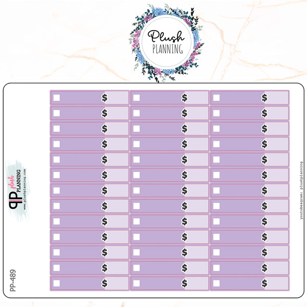 PURPLE - EXPENSE TRACKER with Dollar Sign Planner Stickers