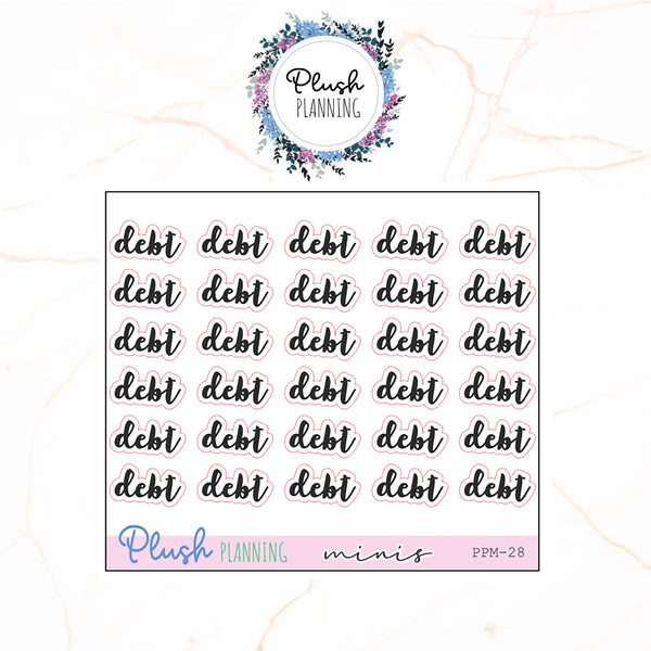 DEBT SCRIPTS Planner Stickers, Minis Collection