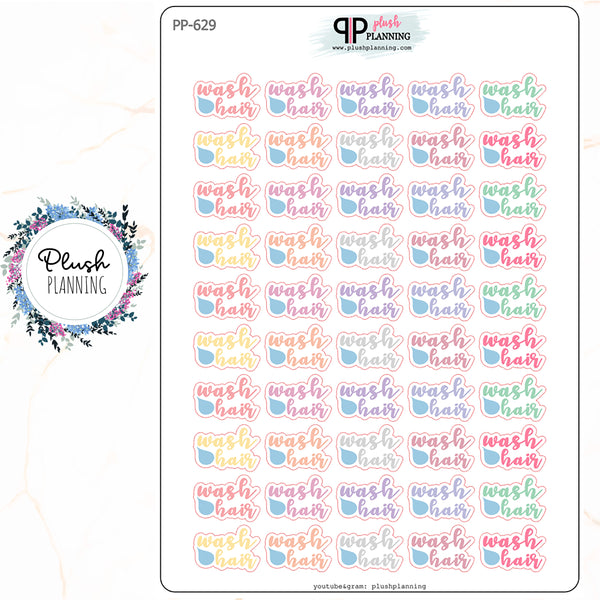 WASH Hair SCRIPT Planner Stickers