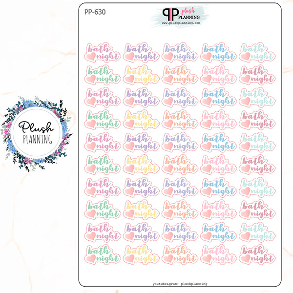 Bath Night SCRIPT Planner Stickers