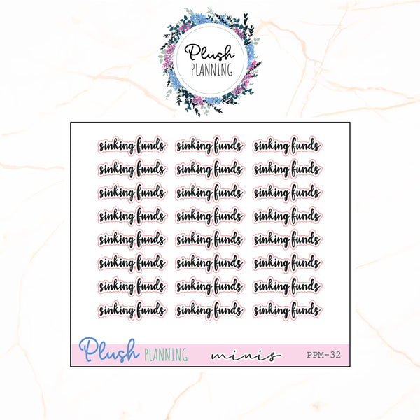 SINKING FUNDS SCRIPTS Planner Stickers