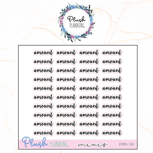 AMOUNT SCRIPTS Planner Stickers, Plush Planning Minis Collection