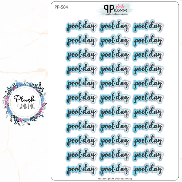 POOL DAY SCRIPT Planner Stickers