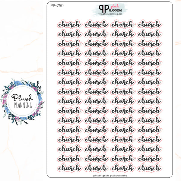 Church Script Planner Stickers, Plush Planning