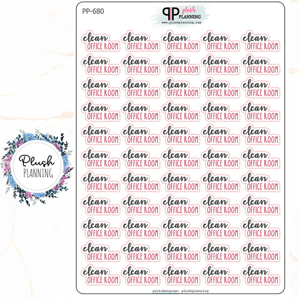 Clean Office Room Script Planner Stickers, Plush Planning