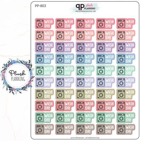 WASH DAY Planner Stickers