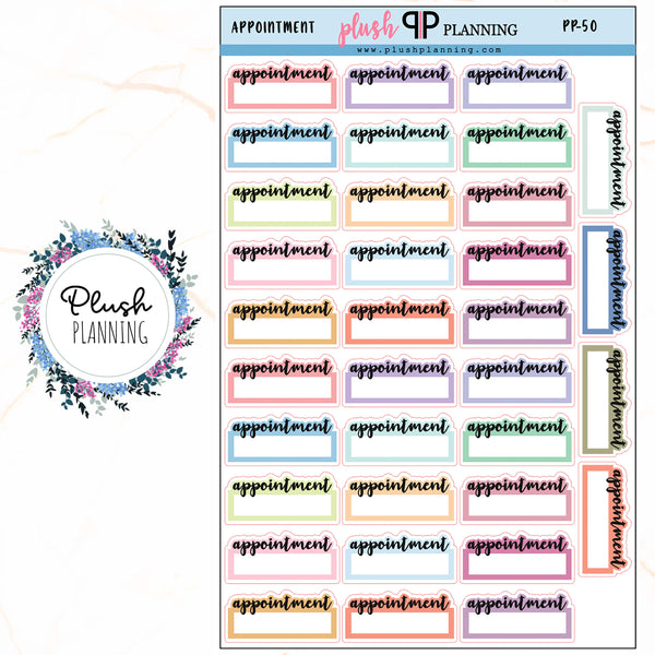 Appointment Script Label Box Planner Stickers