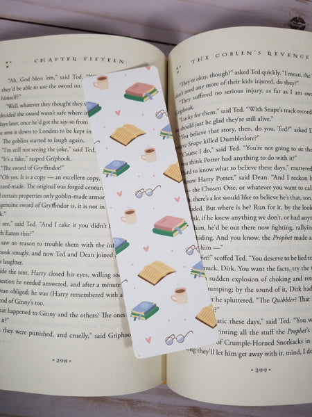 Coffee and Books Print Bookmark, Rounded Corners