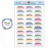 Birthday Script Box Planner Stickers