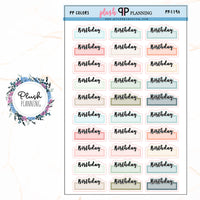 Birthday Script Box Planner Stickers