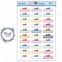 WORK Script Box Planner Stickers, Work Tracker