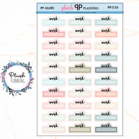 WORK Script Box Planner Stickers, Work Tracker