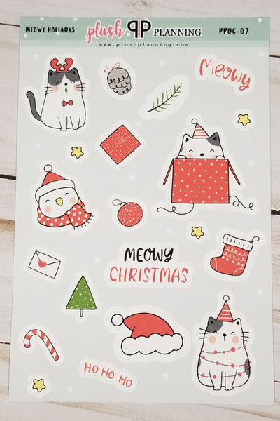 Meowy Holiday Mix Deco Sheet, Cute Cat, Winter Cat Design