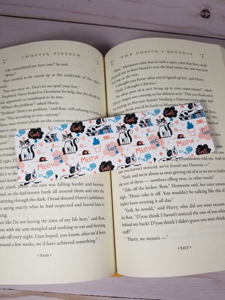 Cat Meow Print Bookmark, Rounded Corners