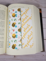 Cute Bumble Bee Floral Bookmark, Rounded Corners