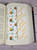 Cute Bumble Bee Floral Bookmark, Rounded Corners